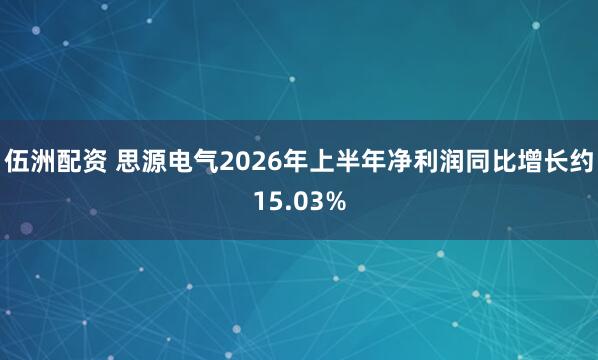 伍洲配资 思源电气2026年上半年净利润同比增长约15.03%
